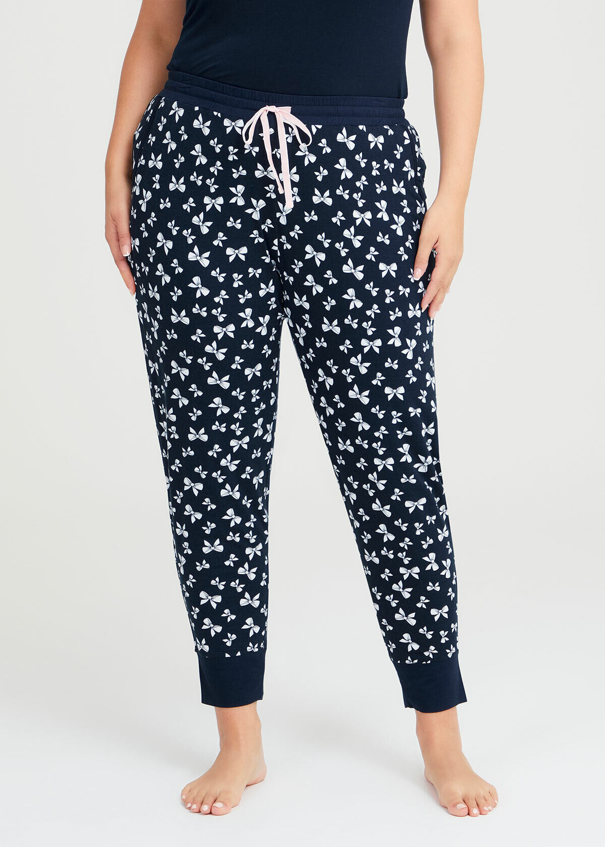 Shop Plus Size Bamboo Bows Cuffed Pyjama Pant in Multi Sizes 12