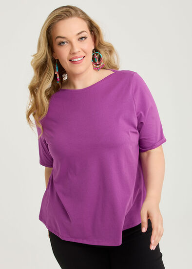 Plus Size Organic Cotton Boat Neck Top