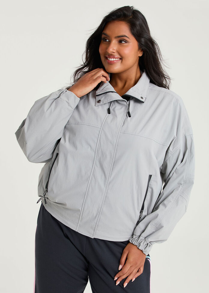 Funnel Neck Windbreaker Jacket, , hi-res