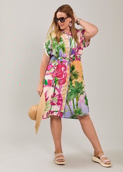 Plus Size Natural Amazon Button Front Dress