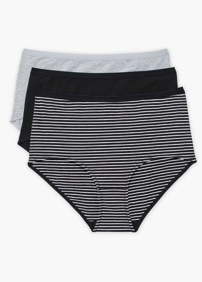 Plus Size 3 Pack Cotton Basic Full Briefs