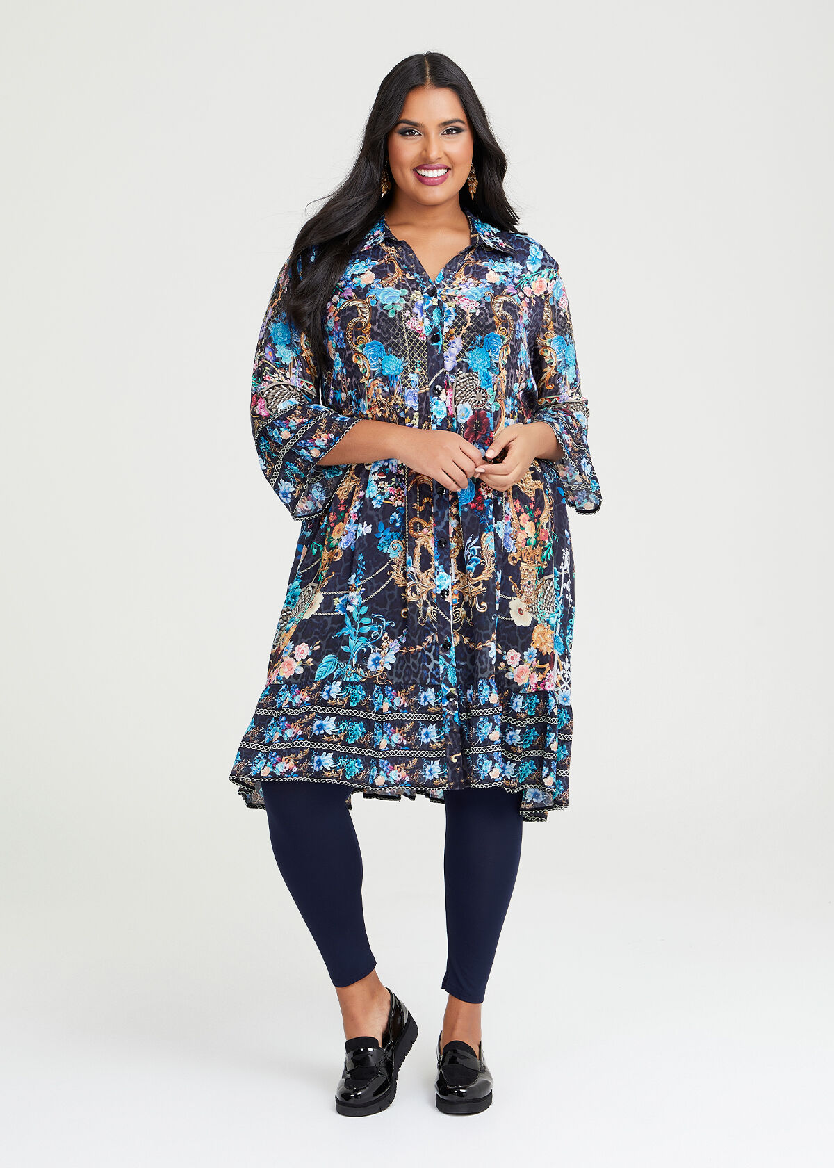 Shop Plus Size Bamboo Full Length Legging in Blue Taking Shape AU