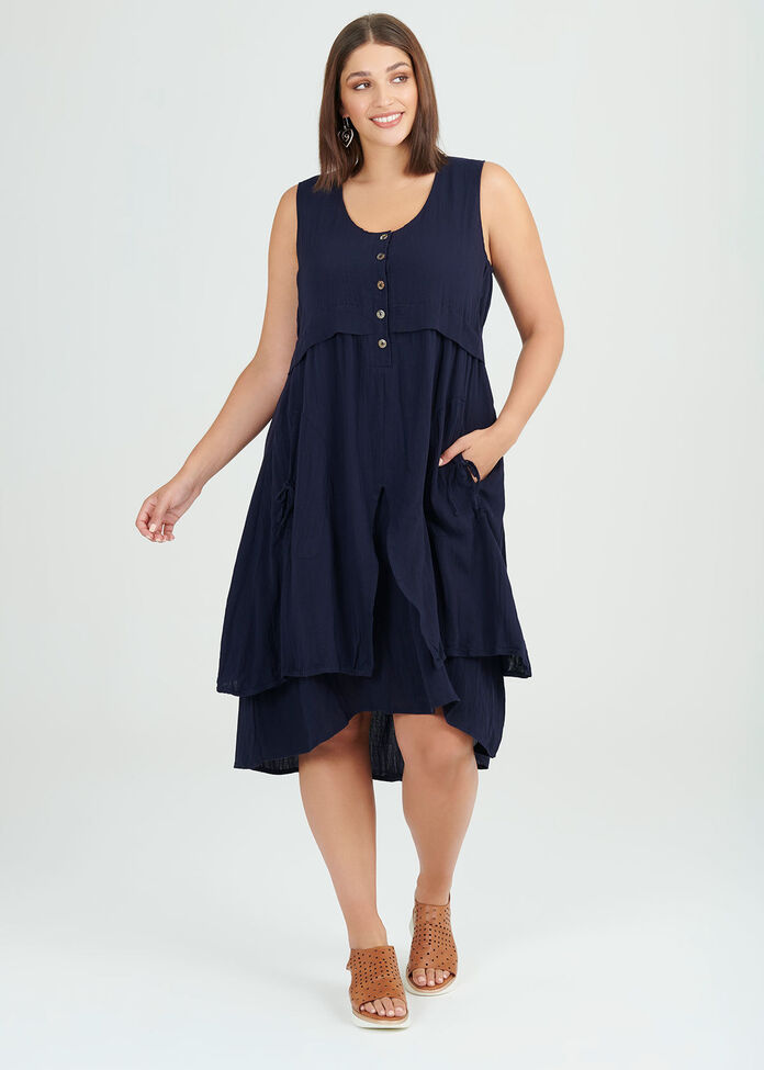 Midnight Layer Viscose Dress, , hi-res