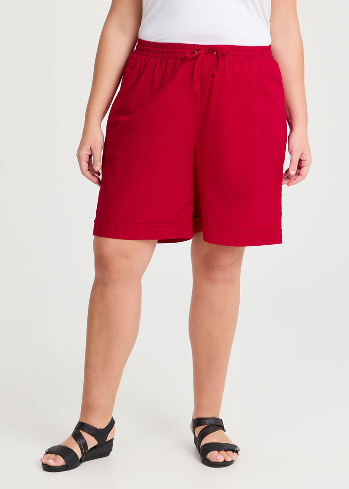 Cotton Linen Bermuda Short, , hi-res