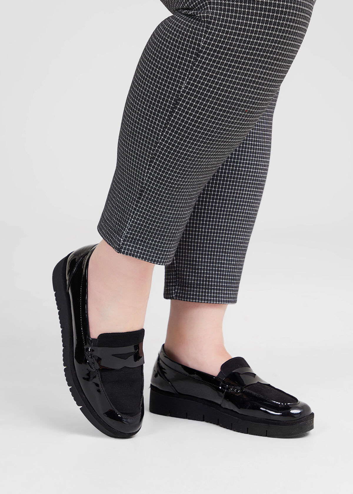 Black patent wedge loafers online