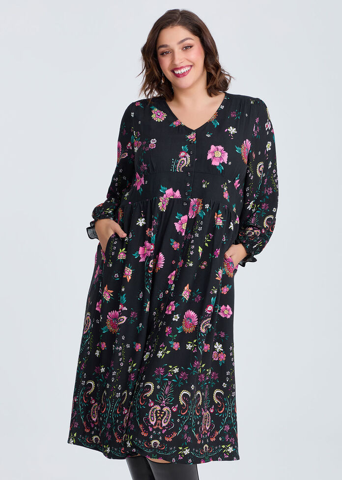 Natural Garden Floral Dress, , hi-res