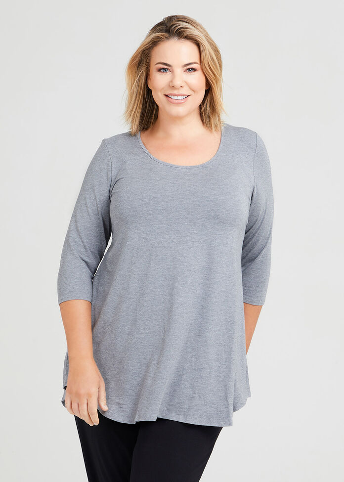 Shop Plus Size Bamboo Base 3/4 Sleeve Top in Grey | Sizes 12-30 ...
