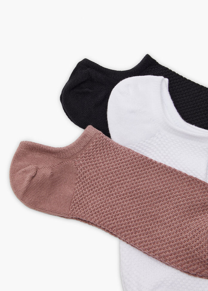 3 Pack Textured Cotton Socks, , hi-res