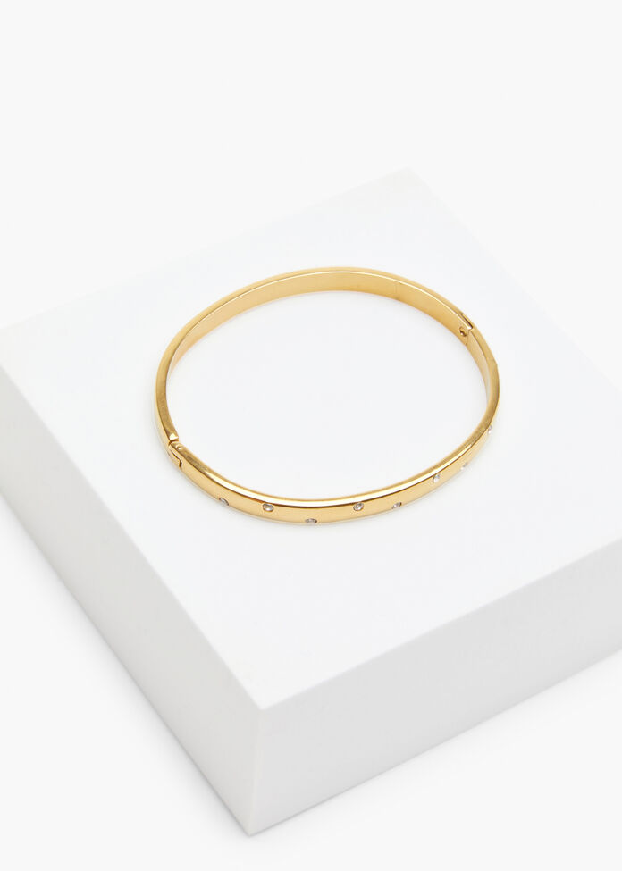 Thin Diamante Hinge Bangle, , hi-res
