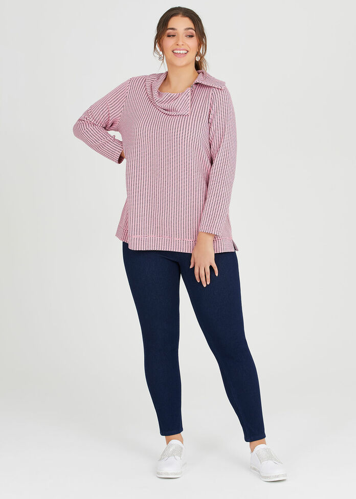 Cowl Ticking Zip Top, , hi-res