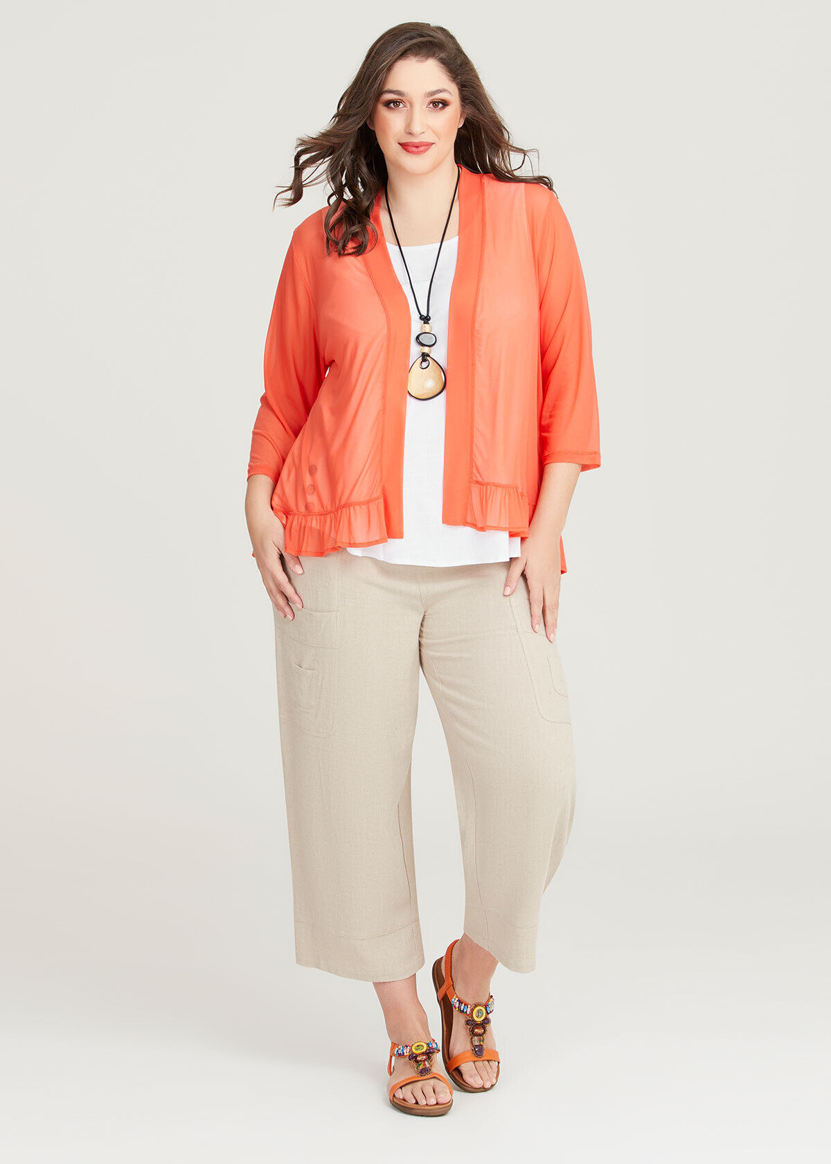 Women's plus deals size orange cardigan