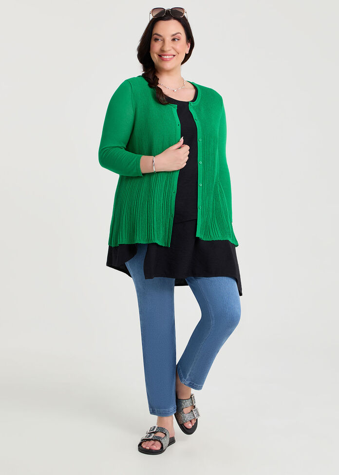 Plisse Knit Natural Cardigan, , hi-res