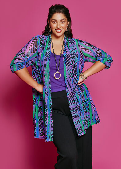 Plus Size Spectrum Mesh Cardigan