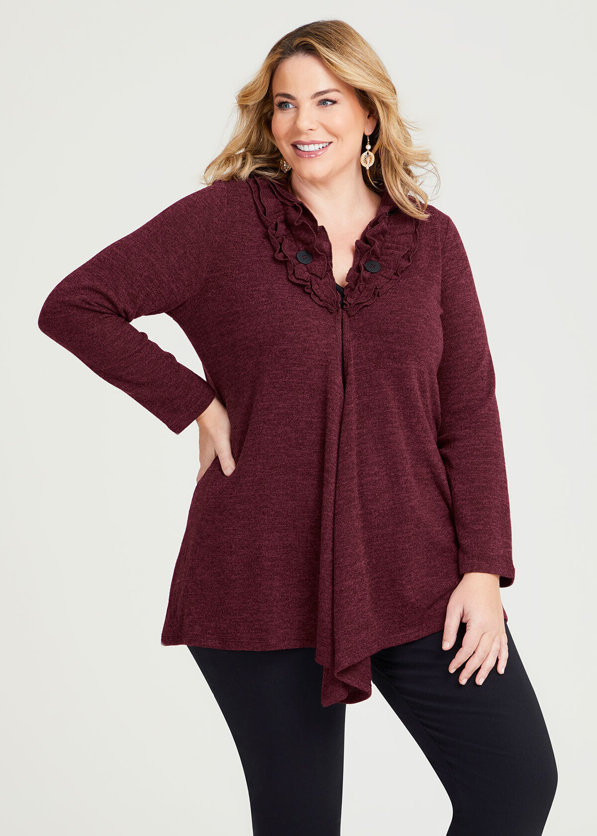 Plus size burgundy cardigan deals