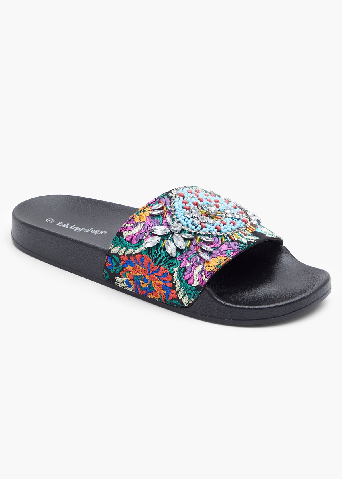 Embroidered clearance slide sandals