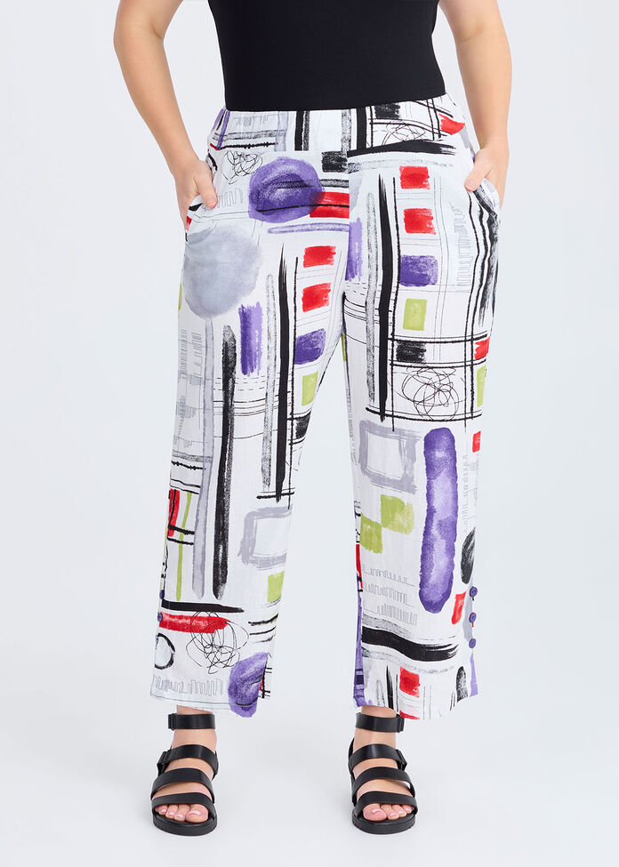 Check Linen Bamboo Pant, , hi-res