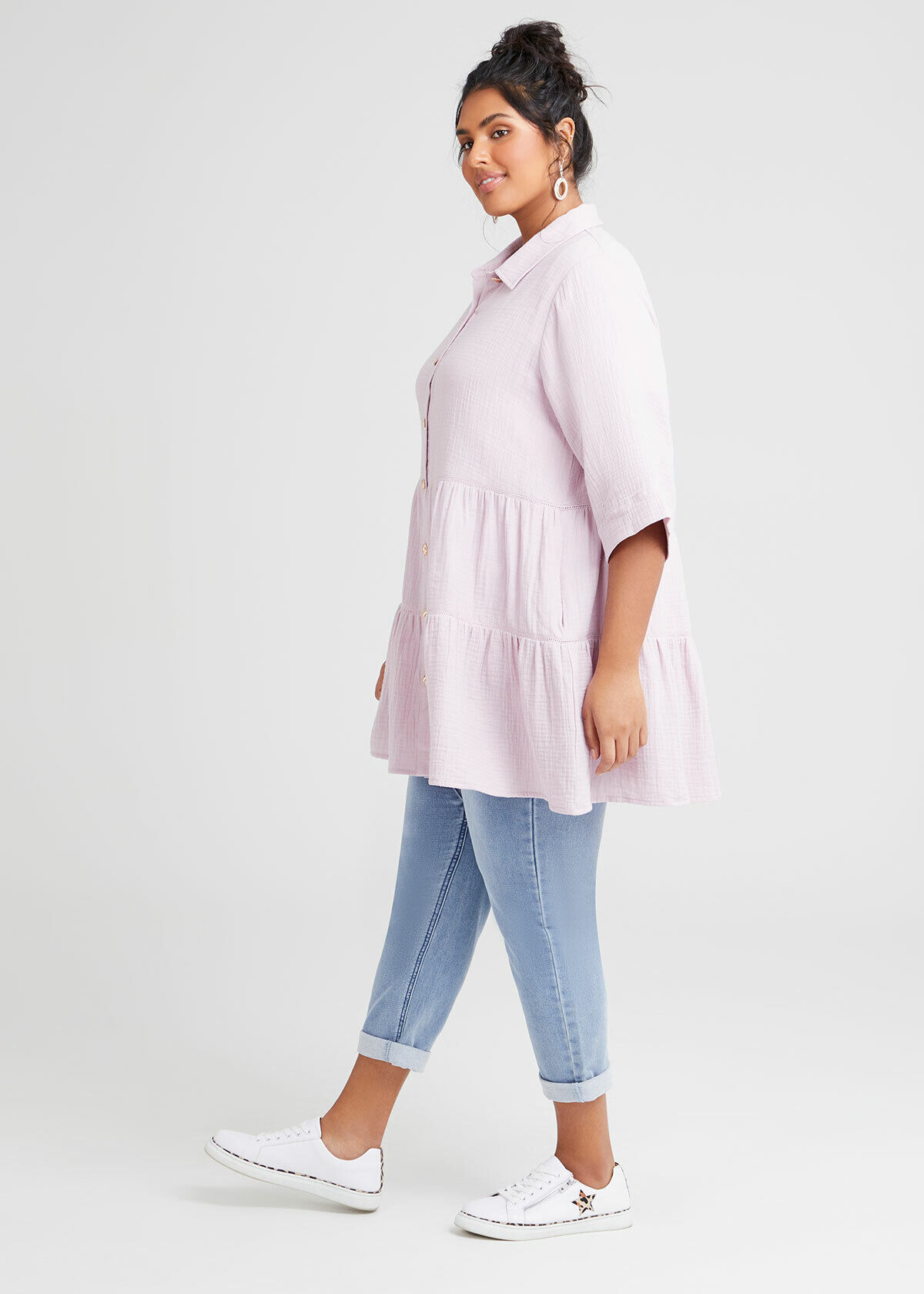 Gauze shirts deals plus size