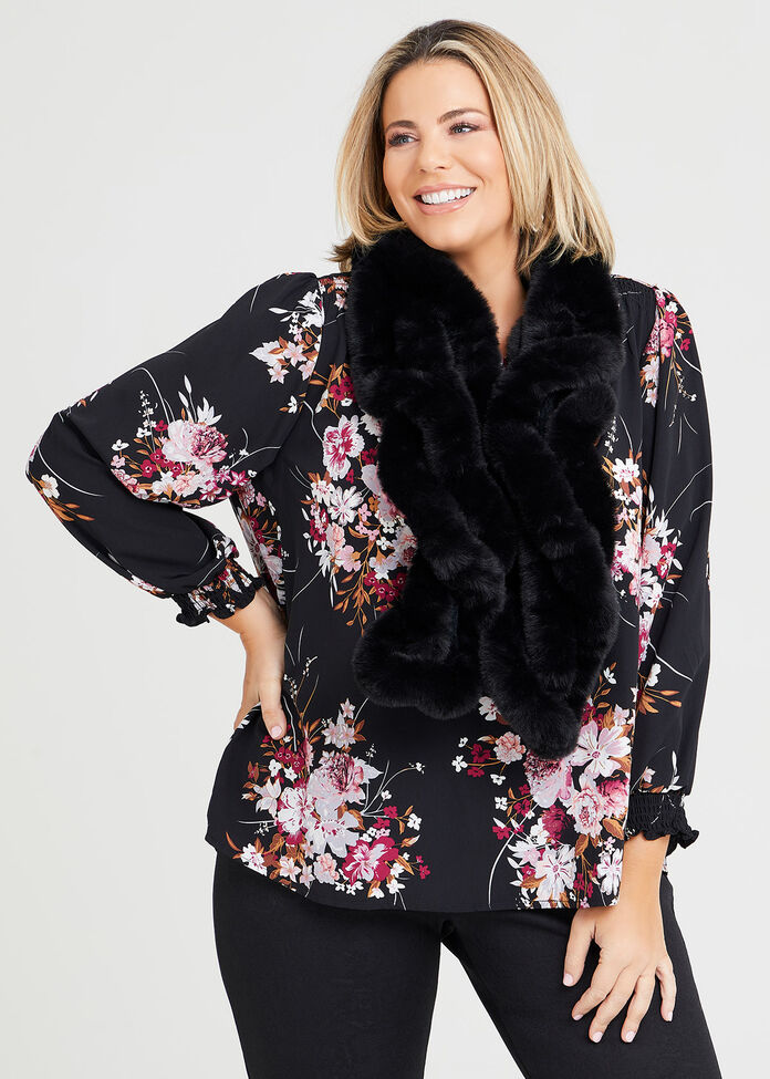 Faux Fur Twist Scarf, , hi-res