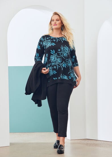Plus Size Bamboo Lacy Floral Top