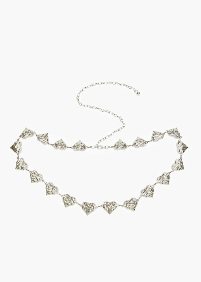 Silver Heart Chain Belt, , hi-res