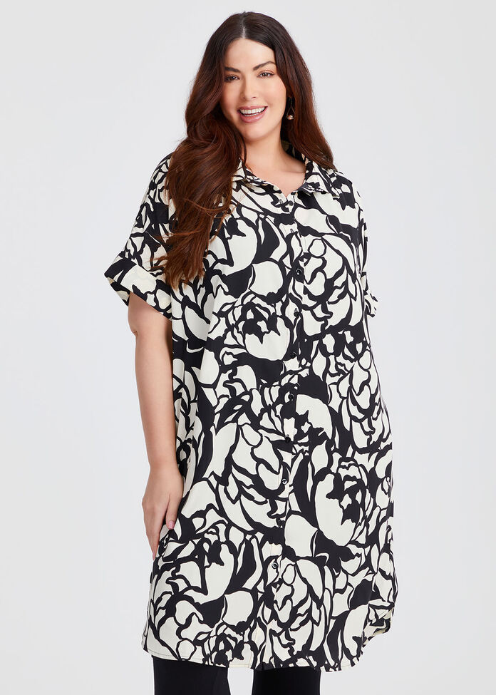 Natural Print Shirt Dress, , hi-res