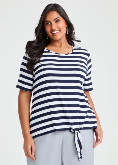Plus Size Natural Stripe Summertime Top
