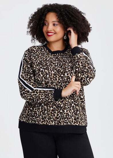 Plus Size Cotton Animal Print Sweatshirt