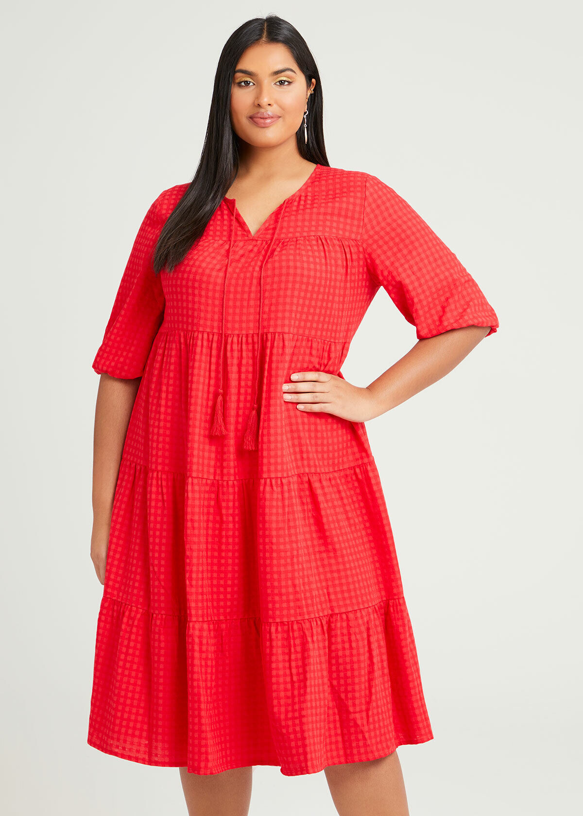 plus size red gingham dress