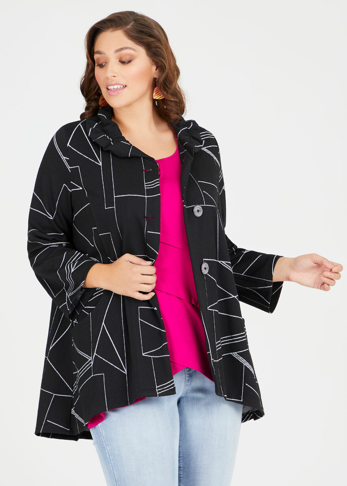 Plus size sales jacquard jacket