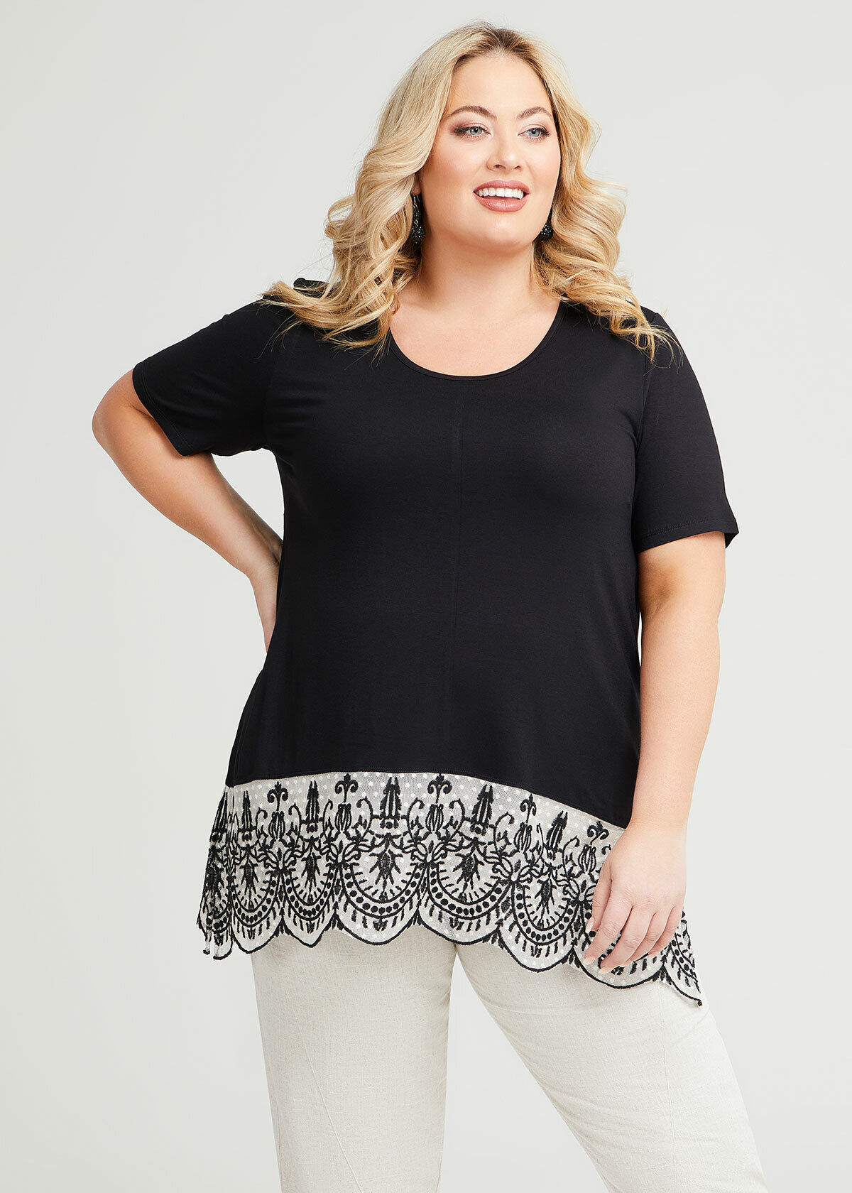 Lace Peplum Natural Top