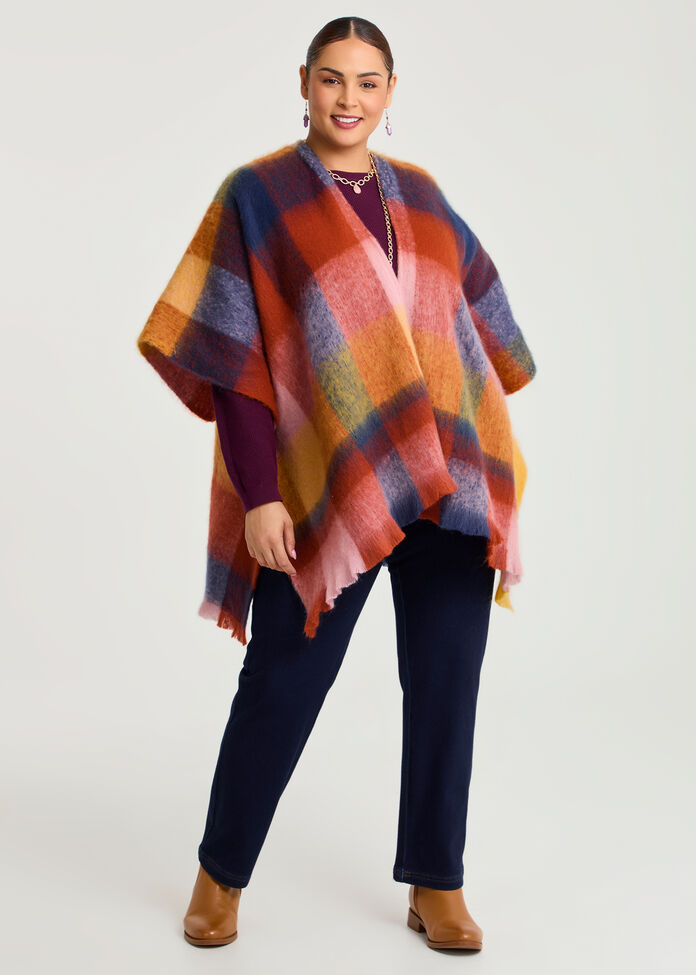 Warm Fuzzy Check Cape, , hi-res
