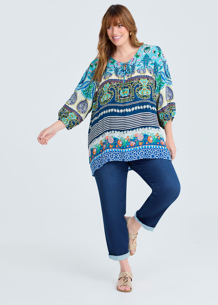 Natural Paisley Aztec Top, , hi-res