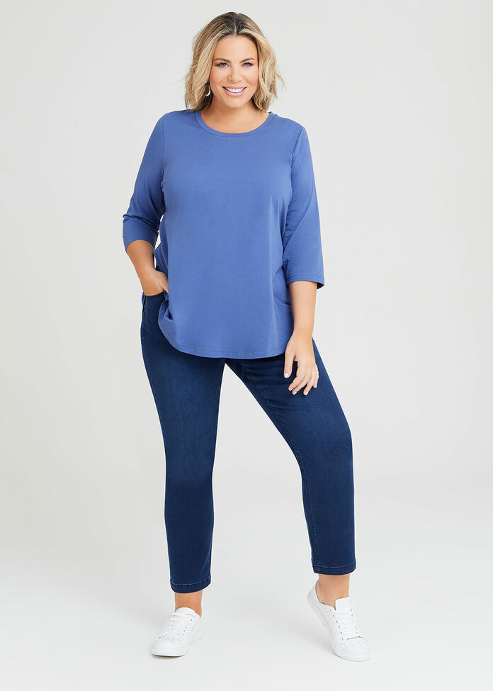 Shop Organic Easy Swing Top in blue in sizes 12 to 24 | Taking Shape