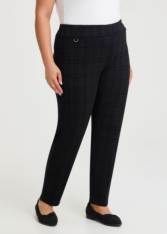 Ponte Flock Check Pant, , hi-res