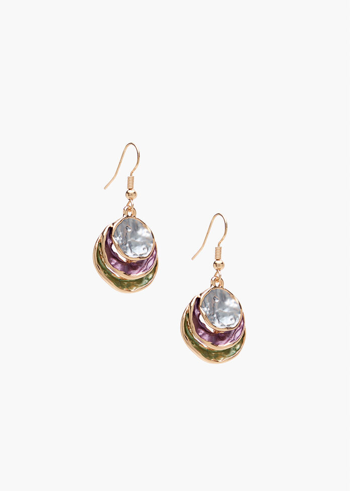 Layered Enamel Earrings, , hi-res