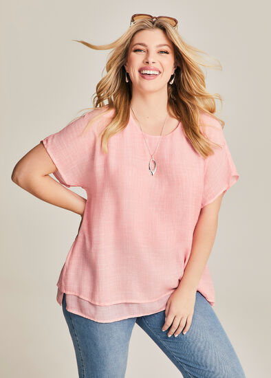 Plus Size Natural Layered Textured Top