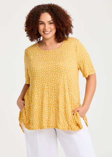 Plus Size Foil Bamboo Peplum Crush Top