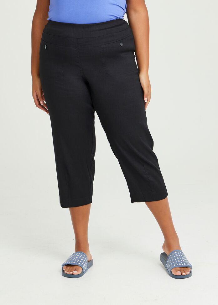 Linen Stretch Ana Crop Pant, , hi-res