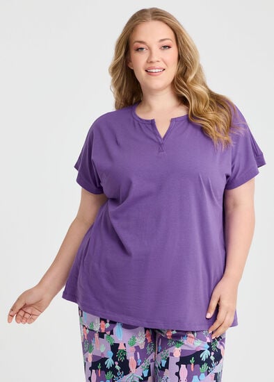 Plus Size Australian Cotton Henley Pj Top