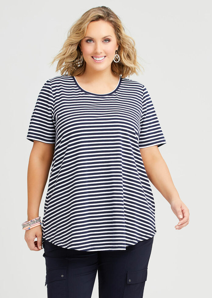 Organic Stripe Swing Basic Tee, , hi-res