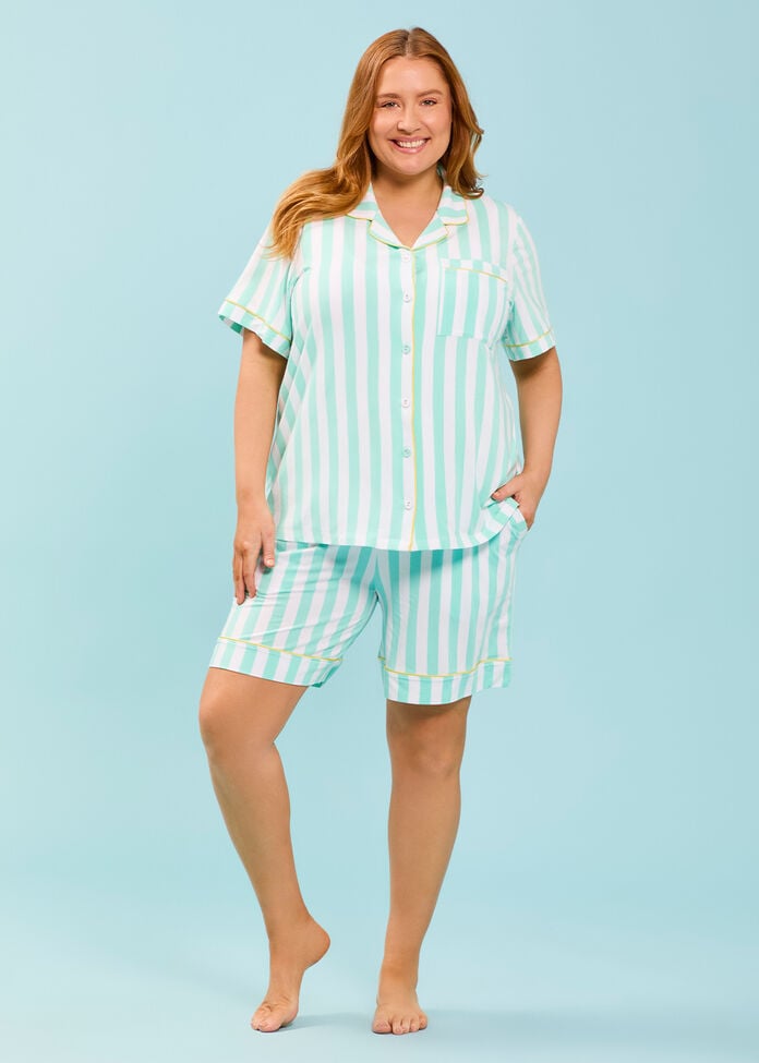 Modal Stripe Pyjama Short, , hi-res
