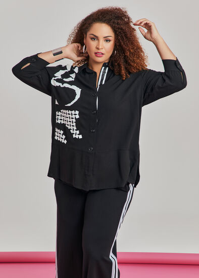 Plus Size Bamboo Rhea Print Shirt