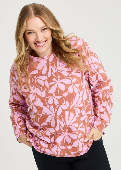 Plus Size Printed Boyfriend Tunic Sweat