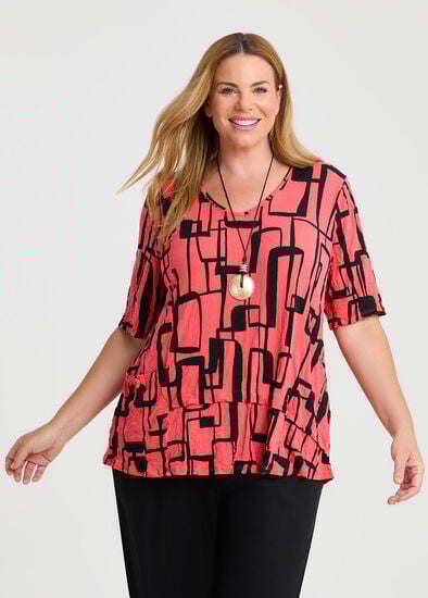 Plus Size Crushed Print Top