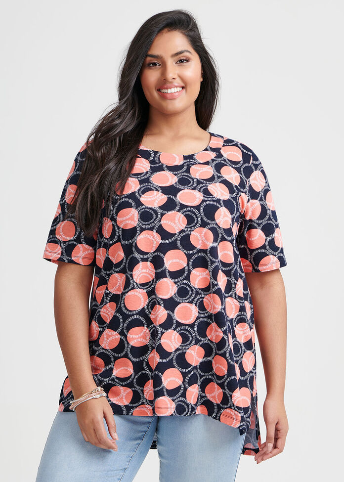 Cotton Graphic Spot Top, , hi-res