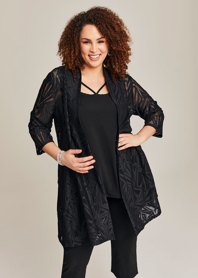 Long Jacquard Cardigan, , hi-res