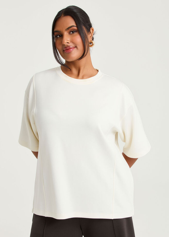 Luxe Touch Relaxed Seam Detail Top, , hi-res
