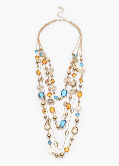 Layered Jewel Statement Necklace