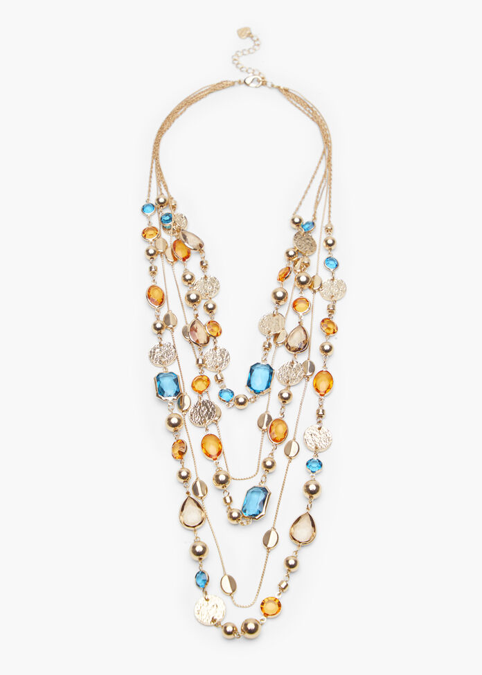 Layered Jewel Statement Necklace, , hi-res