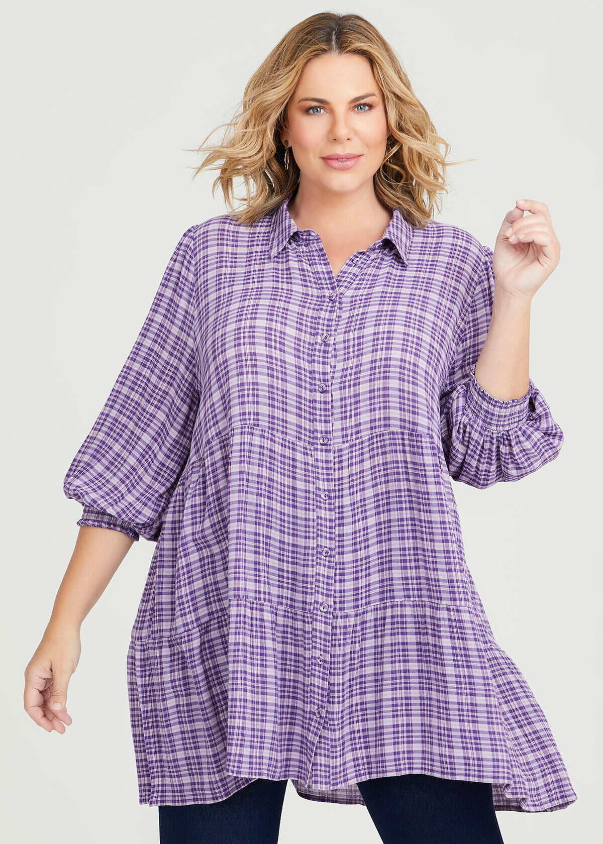 Gingham shirt new arrivals plus size